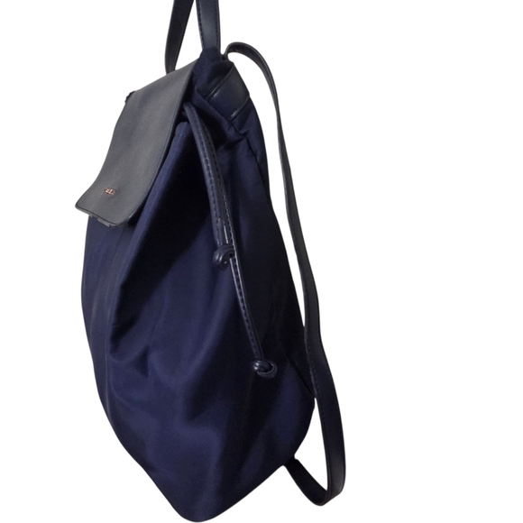 Ted Baker London Navy Nylon Drawstring Backpack Flap Top Handle Mini Bag - Picture 5 of 12